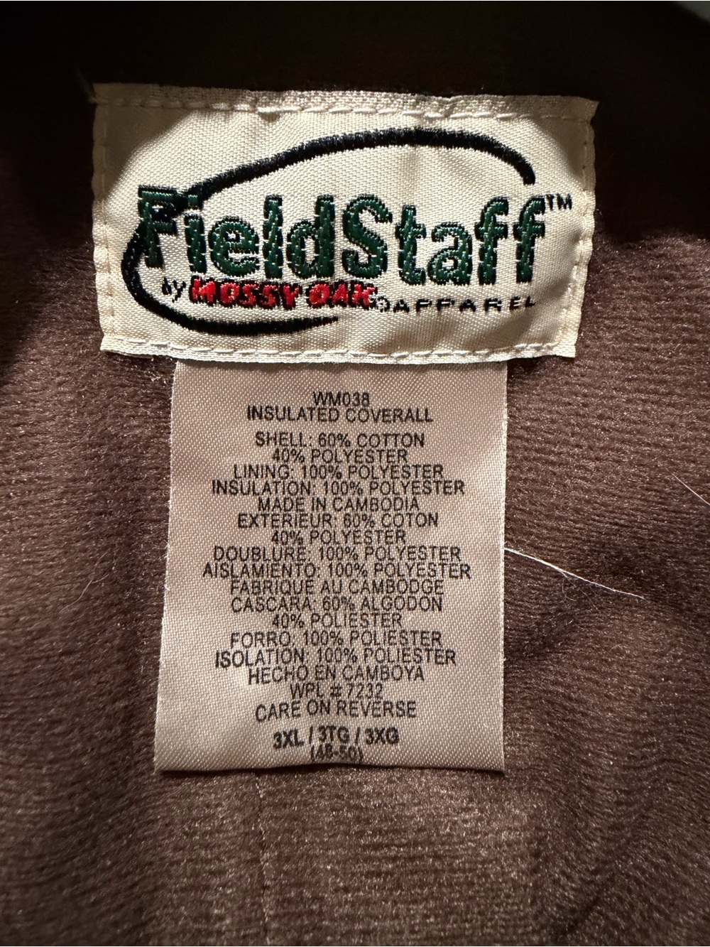 Fieldstaff Mossy Oak Insulated Coverall Camo 3XL - Picture 4 of 4